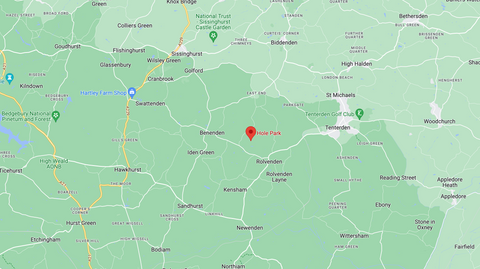Map of area surrounding Hole Park, Benenden Road, Rolvenden, Cranbrook TN17 6JA