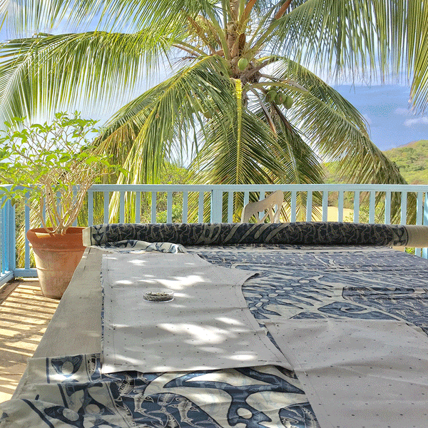 A tropical balcony with palms