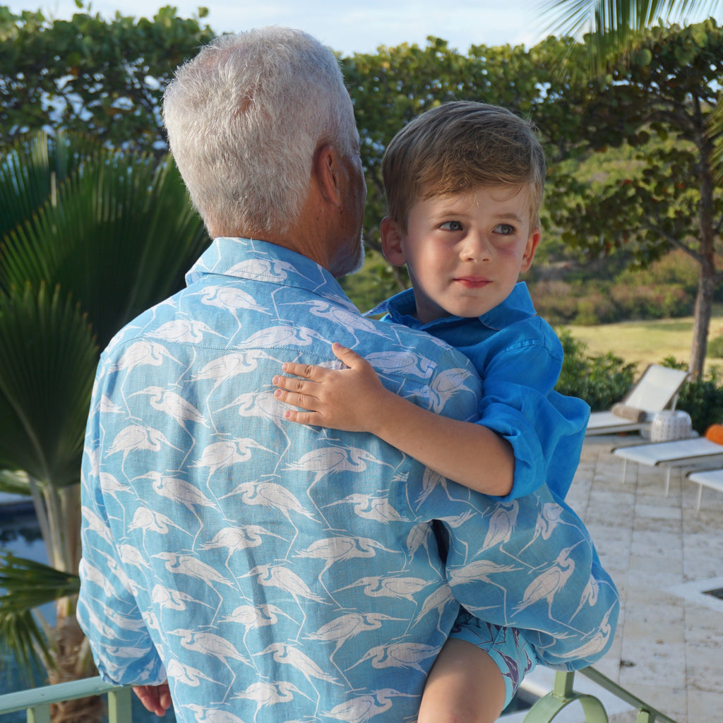 Egret Mens linen shirt turquoise