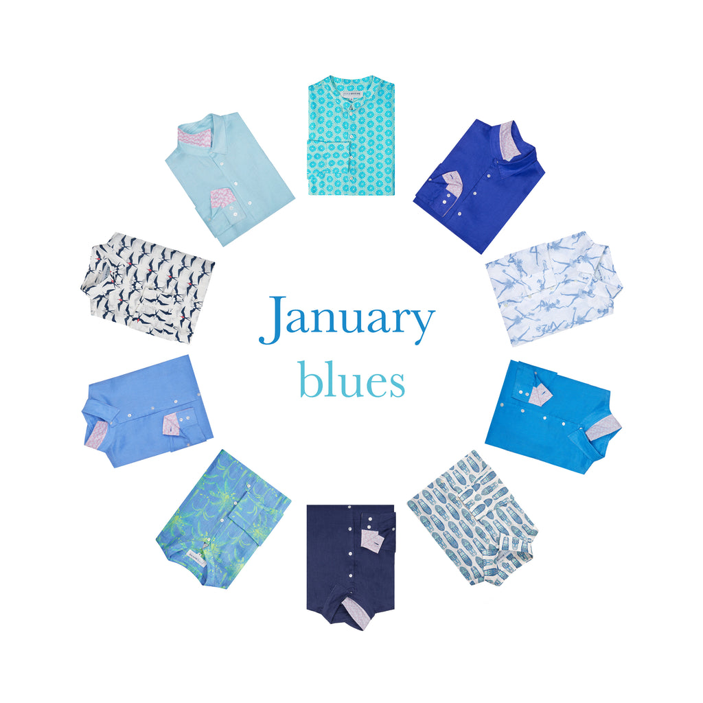 Hues of blue from Pink House linen shirt collections