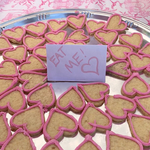 Lotty B's valentines cookies for pink party at the shop on Mustique