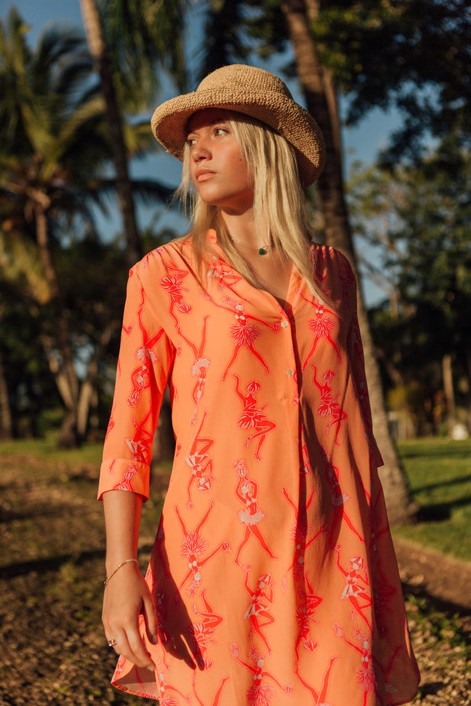 Fruit Punch Decima silk dress in pink/orange