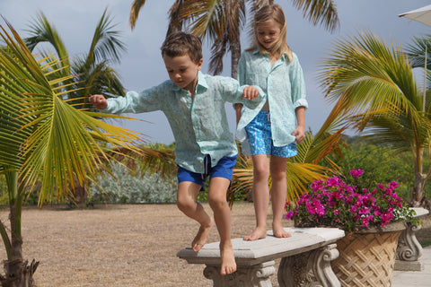 two children playing on holiday