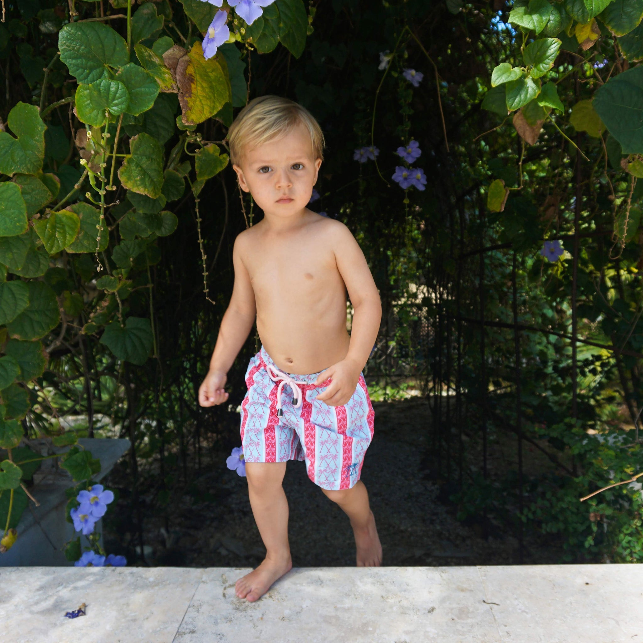 boys swim trunks pink