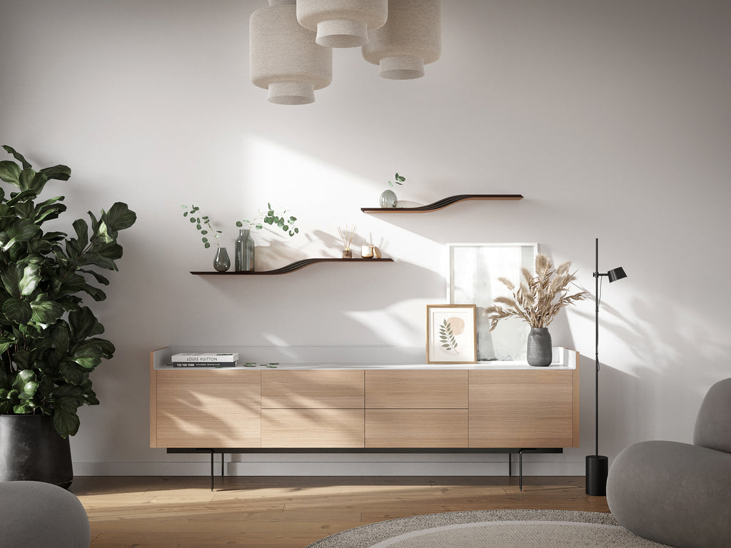 floating wall shelves curved