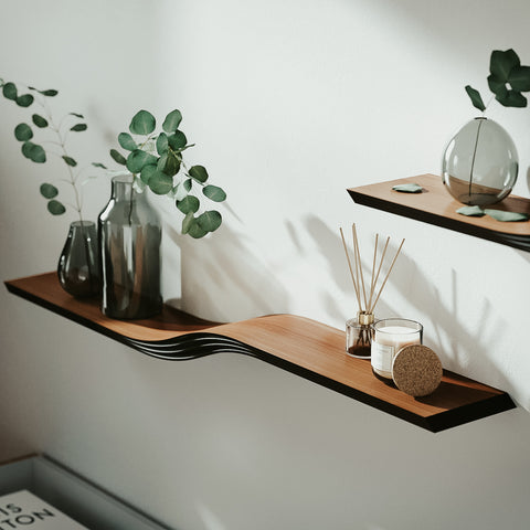 floating wall shelf with decor