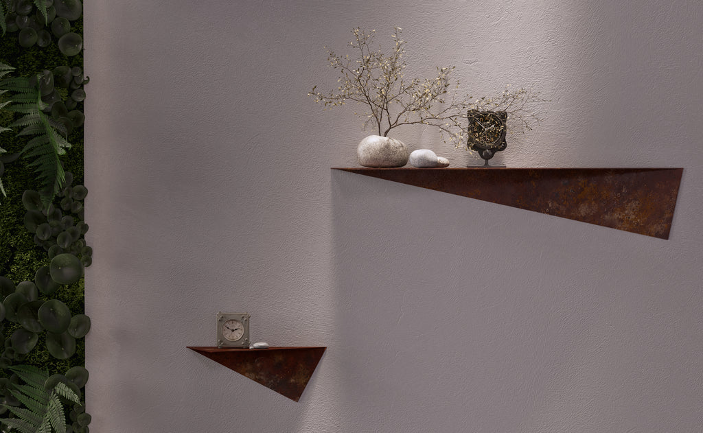 metal wall shelves triangular rusted