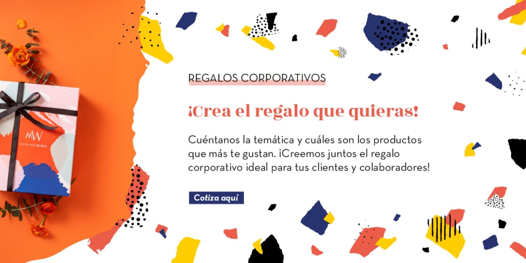 Banner regalos corporativos Mercado Wibai cotiza online regalos Día de la Mujer