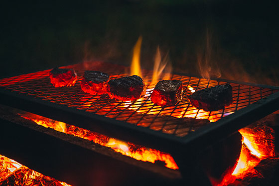 Steaks on fire