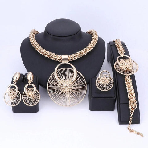 4PC Round Fan Mesh Costume Jewelry Collection