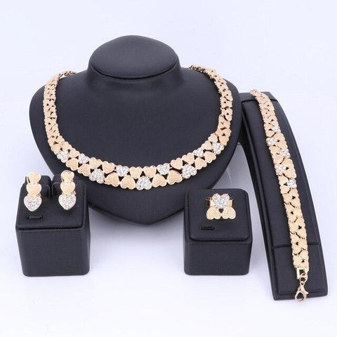 Double Row Heart Chain Fashion Jewelry Set