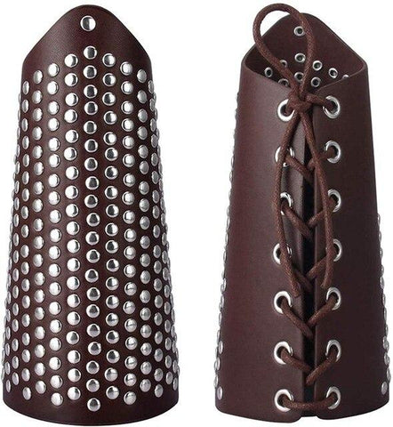 Long Laced Silver Studs Fashion Leather Arm Guard