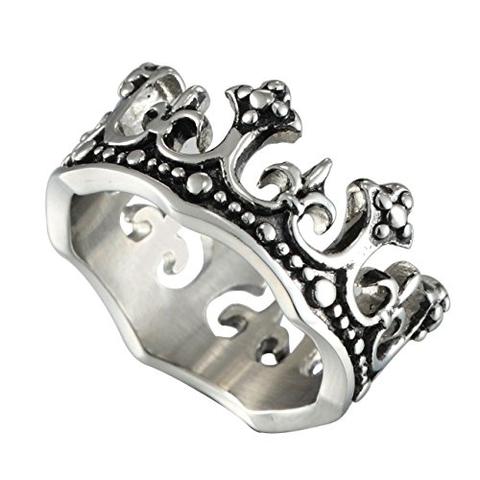 Stainless Steel Black Royal King Crown Thumb Ring