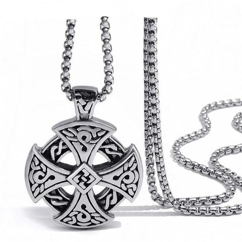 Punk Infinity Knot Romanesque Celtic Cross Stainless Necklace