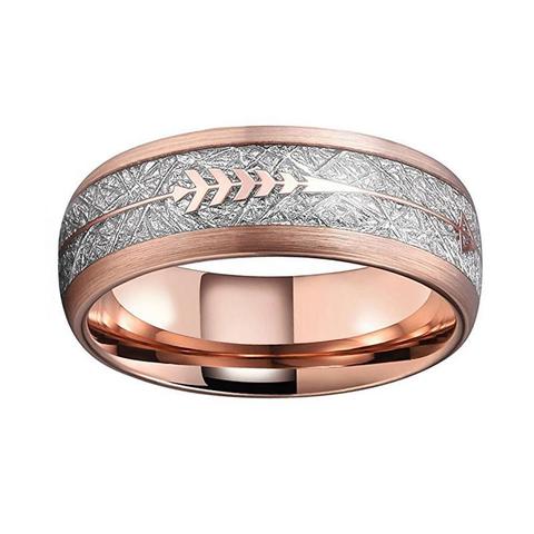  Rose Gold Arrow Inlay Tungsten Ring Unisex