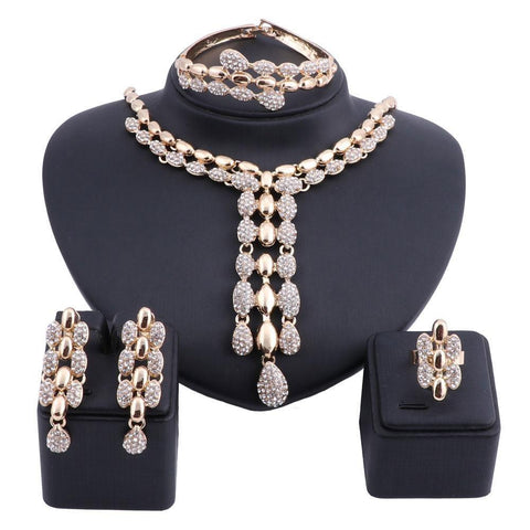 Micro Pave Wheat Pod Statement Jewelry Set