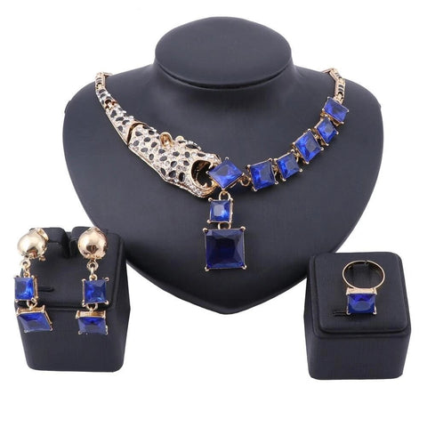 Leopard Crystal Bite Fashion Jewelry Set
