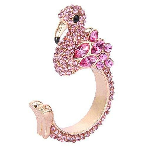 Pink Zirconia Flamingo Fashion Ring 