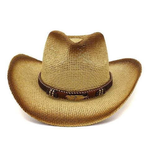Classic Cream & Brown Leather Belt Floppy Cowgirl Hat