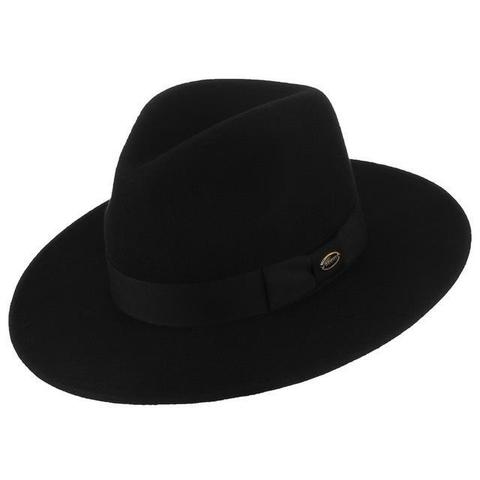 Black Teardrop Ribbon Hatband Wool Hat