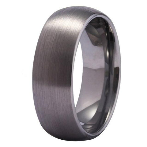 Matte Satin Silver Tone Tungsten Carbide Ring 