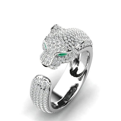 Green Eyed Crystal Stainless Steel Fashion Ring