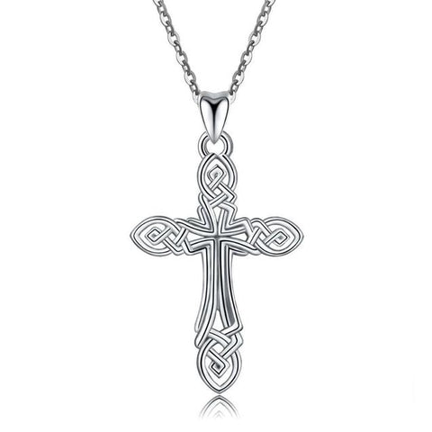 Sterling Silver Celtic Infinity Knot Cross Necklace