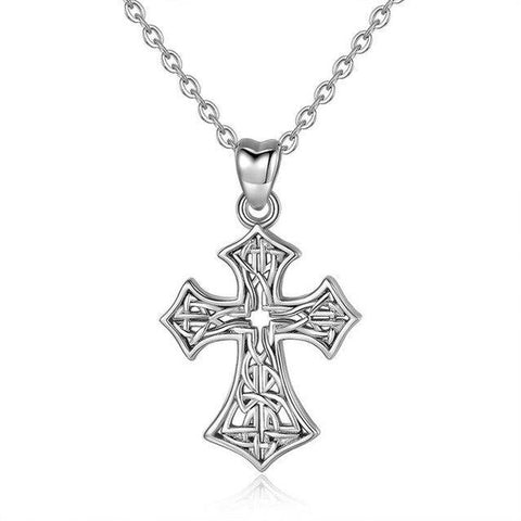 Small Sterling Silver Celtic Knot Cross Necklace