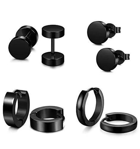 4 Pairs of Stainless Steel Stud Earrings for Men and Women