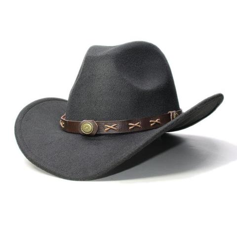 Colored Wool Brown Stitched Belt Cowgirl Hat (9 Colors Available)