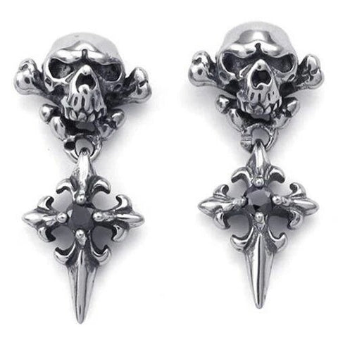 Cross Skull Gothic Stainless Stud Earring 