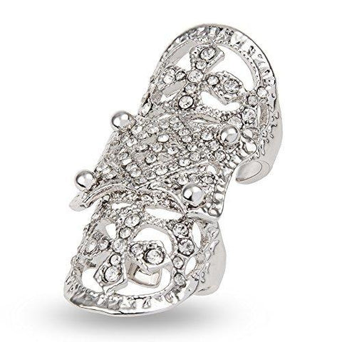Crystal Pave Cross Knuckle Fashion Ring 