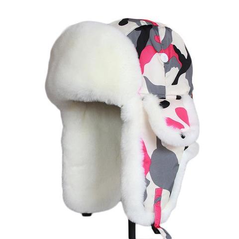 Pastel Camouflage Polyester Fur Women's Hat 