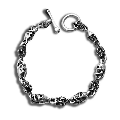Sterling Silver Skull Link Bracelet