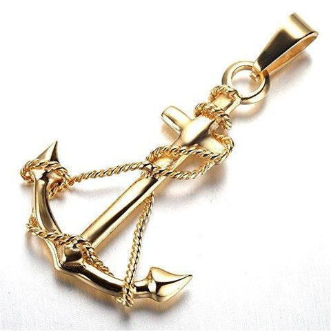 Gold-Tone Stainless Anchor Pendant