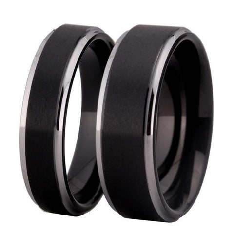 Unisex Soft Brushed Matte Black Tungsten Ring