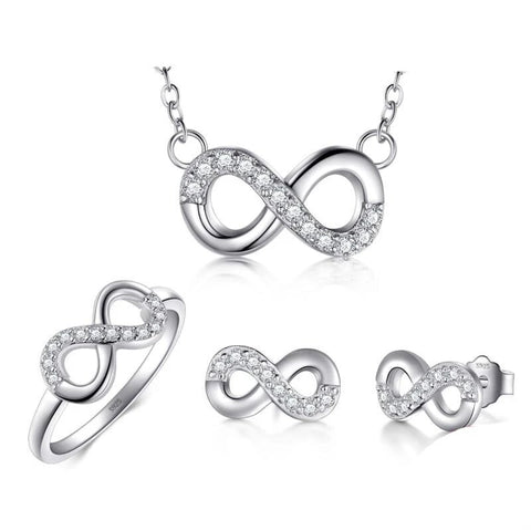 3PC Micro Pave Sterling Silver Infinity Set