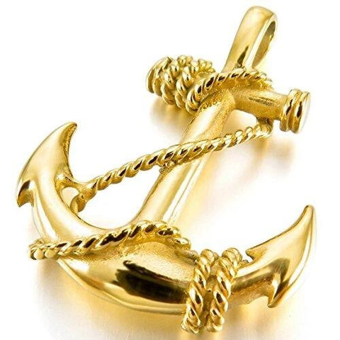 Silver or Gold-Plated Stainless Steel Anchor Necklace