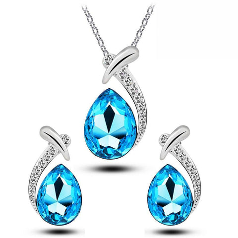 Colored Zirconia Fish Tail Stainless Jewelry Set 