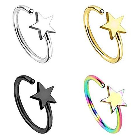 4 Piece Set Stainless Steel Body Jewelry Nose Hoop Ring