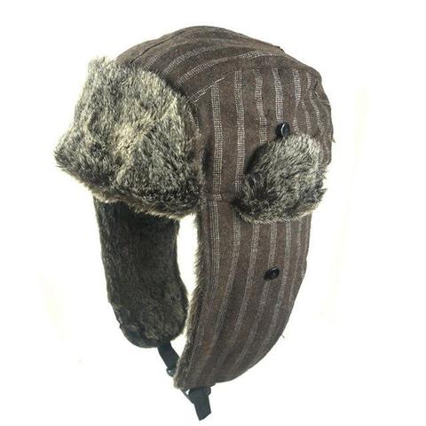 Foldable Striped Wool Fur Winter Hat 