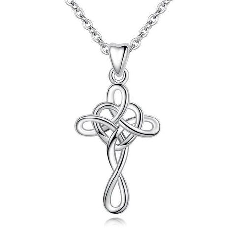 925 Sterling Silver Infinity Heart Cross Necklace for Women