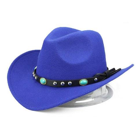 Turquoise Black Leather Belt Felt Cowgirl Hat (9 Colors Available)
