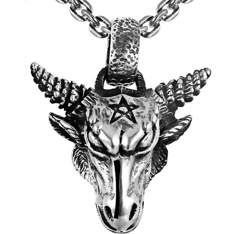 3D Baphomet Star Sterling Silver Necklace
