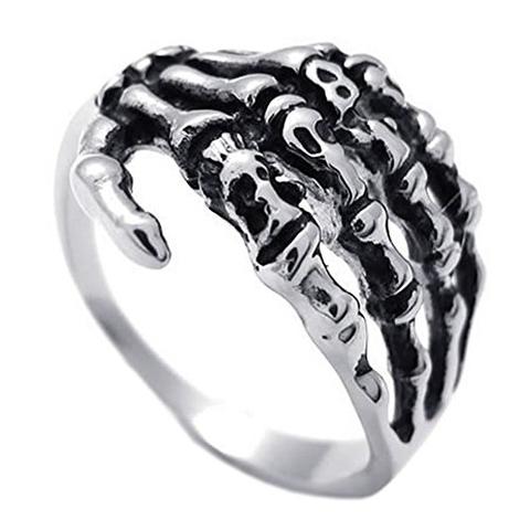 Biker Gothic Stainless Steel Skeleton Bone Hand Thumb Ring