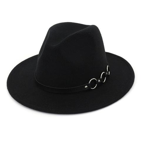 Triple Chain Buckle Belt Felt Hat (10 Available Colors)