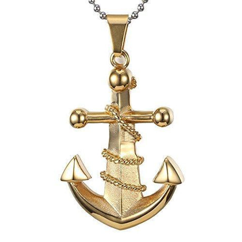 Gold Plated Titanium Steel Anchor Fashion Necklace