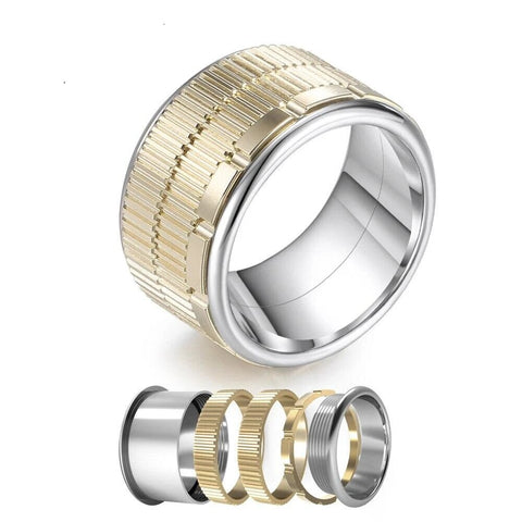 Gold Tone Stainless Stackable Spinner Fashion Ring 