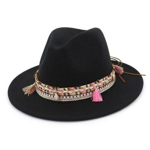 Tassel Laced Hatband Wool Hat (9 Available Colors)