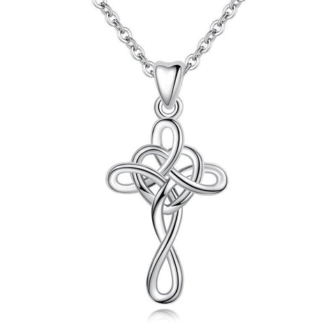 Interlaced Heart & Cross Knot Sterling Silver Necklace